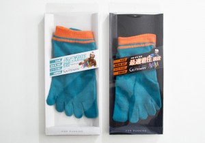 スポーツ用品の靴下パッケージ